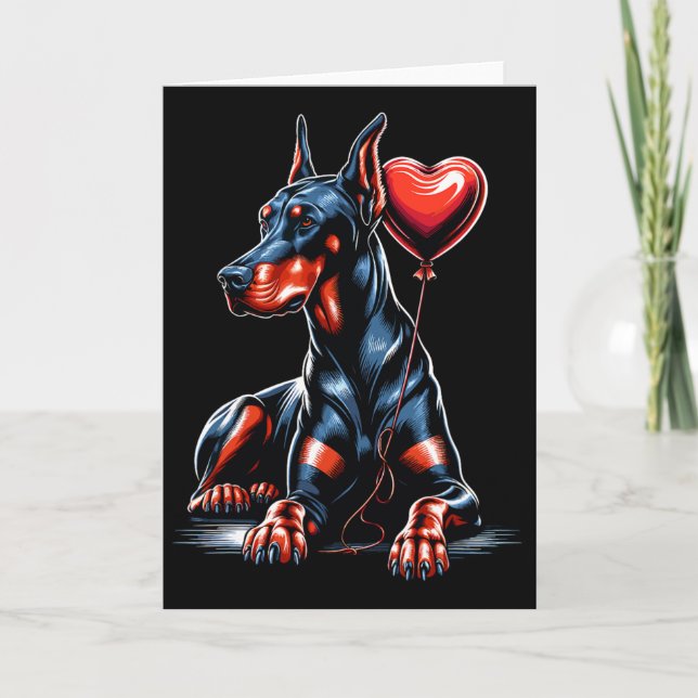 Carte Doberman Chien Saint-Valentin Propriétaire de chie (Devant)