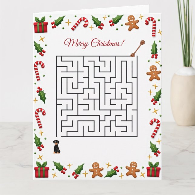 Carte Doberman Christmas Maze Puzzle Holiday (Devant)