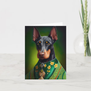 Carte Doberman Dog en tenue de la Saint Patrick
