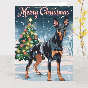 Carte Doberman Joyeux Noël Neige