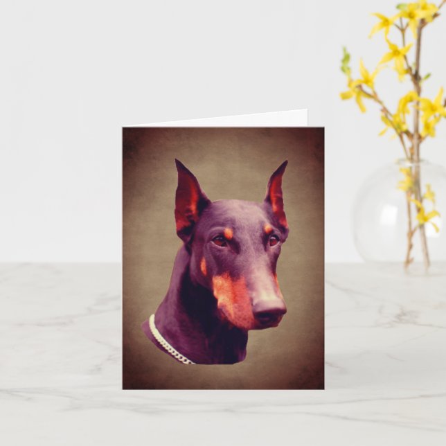 Carte Doberman Pinscher Dog (Fleur jaune)