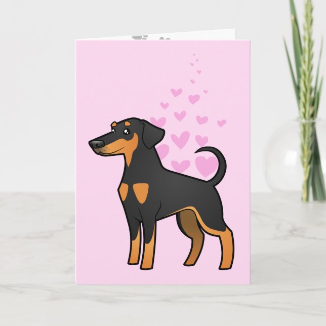 Carte Doberman Pinscher Love (oreilles de disquette) (Devant)