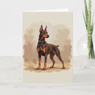 Carte Dobermann Pinscher Chien Marron Rouille Rouge