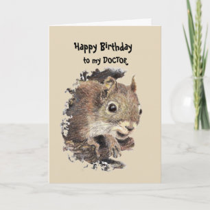 Carte Docteur Anniversaire Amusant avec écureuil