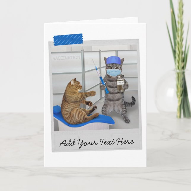 Carte Docteur Cat COVID Vaccination Funny Card (Devant)