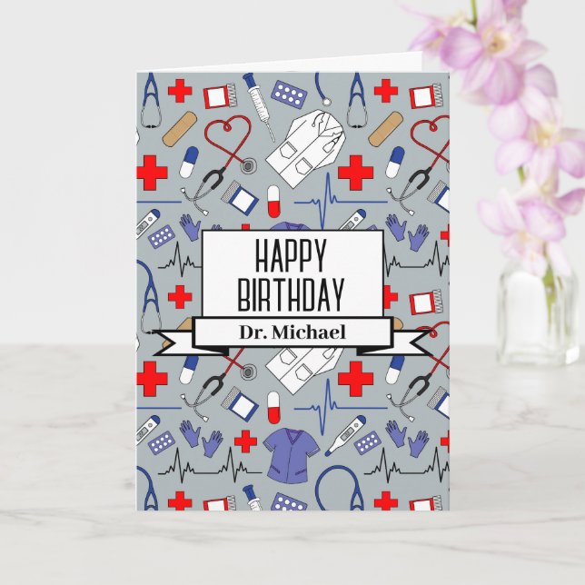 Carte Docteur et infirmière Joyeux anniversaire (Orchidée)
