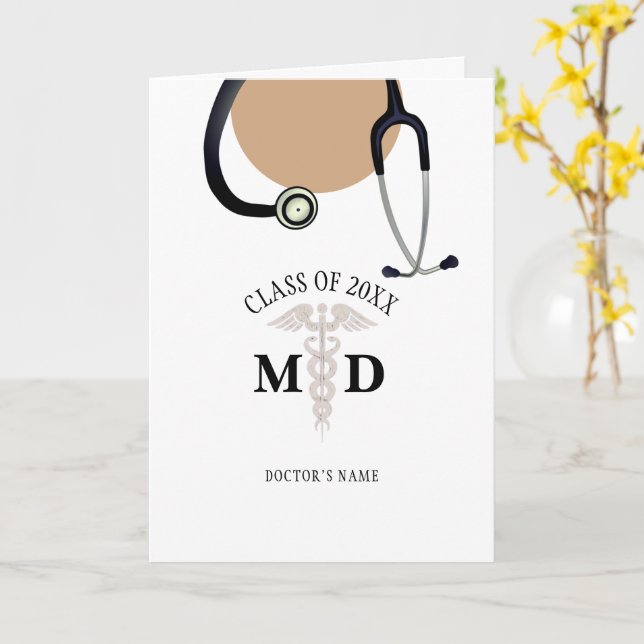 Carte Docteur Graduation Scrub Coat Félicitations (Fleur jaune)