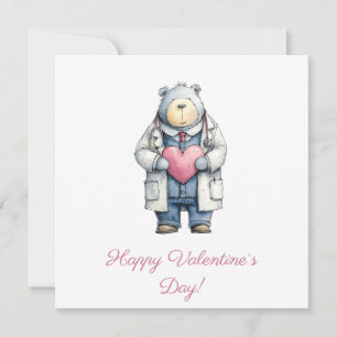 Carte Docteur Ours Valentin Cœur Art