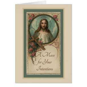Carte d'offre de la messe catholique de Jésus Croi