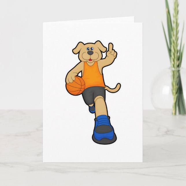Carte Dog as Basketball player with Basketball (Devant)