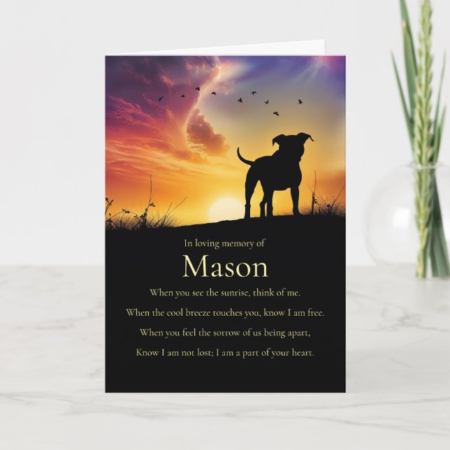 Carte Dog Sympathy Memorial with Custom Name of Dog (Devant)