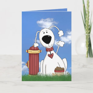Carte dog witre fire hydrant birthday humour