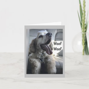 CARTE DOGGIE LANGUE EST "HAPPY BANTHDAY" WOOF WOOF