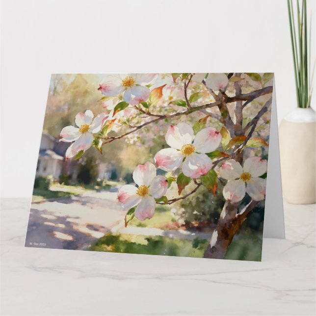 Carte Dogwood Blossoms Study C In Watercolor (Devant)