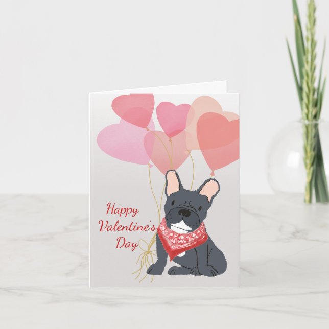 Carte Doigt Valentine Des Balloons De Chiens En Fr (Devant)