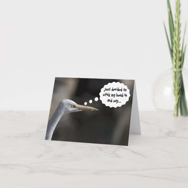 Carte d'oiseau de grue blanche en Merci amusant (Devant)
