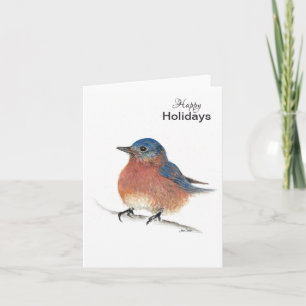 Carte d'oiseaux bleu Joyeux Holidays