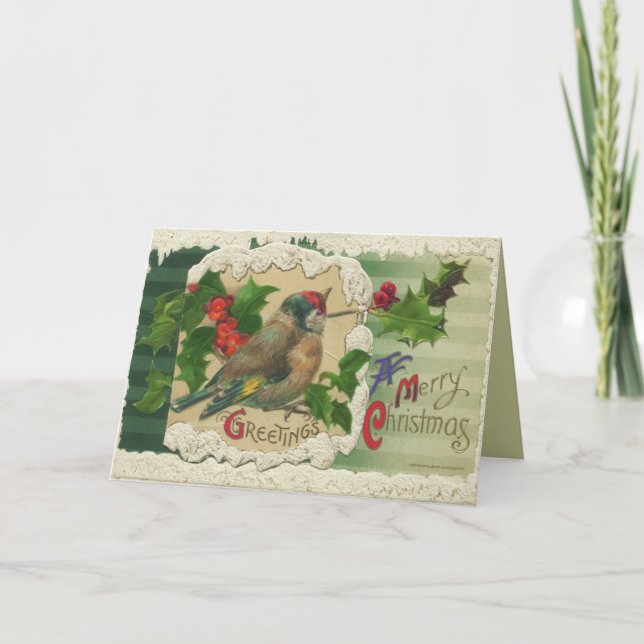 Carte d'oiseaux de Noël victorienne (Devant)