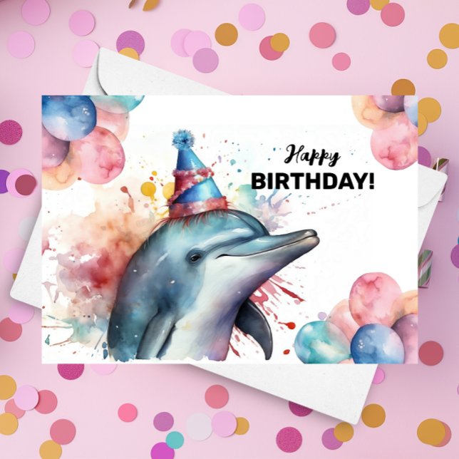Carte Dolphin Aquarium Sea Life Mignonne Joyeux annivers (Créateur téléchargé)