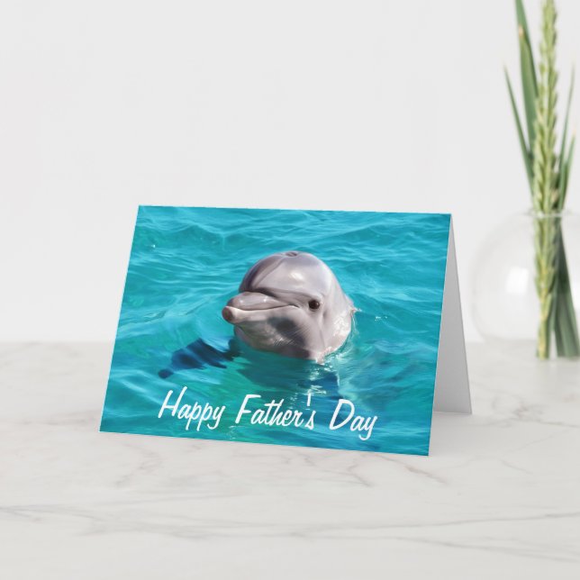 Carte Dolphin Blue Water Photo Bonne Fête des pères (Devant)