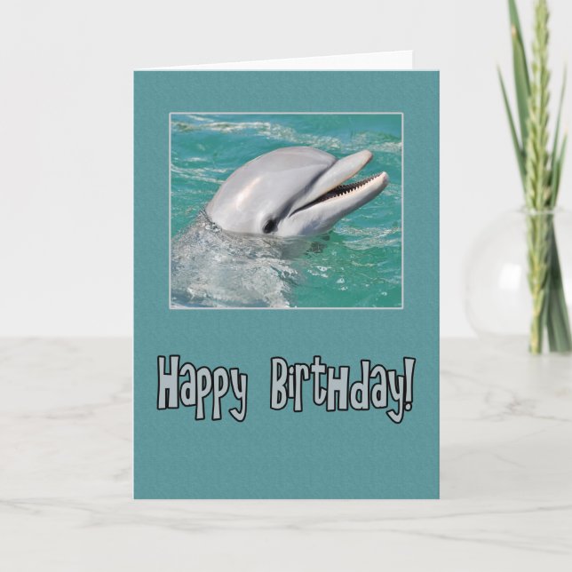 Carte Dolphin Joyeux anniversaire nager dans l'eau (Devant)