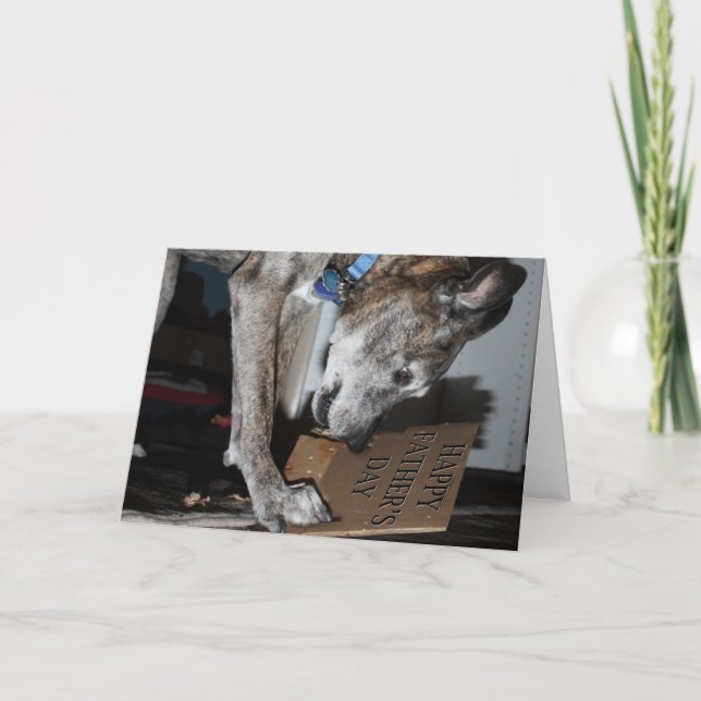 Carte Don de Fête des pères mangeur de chien (Le chien l (Devant)