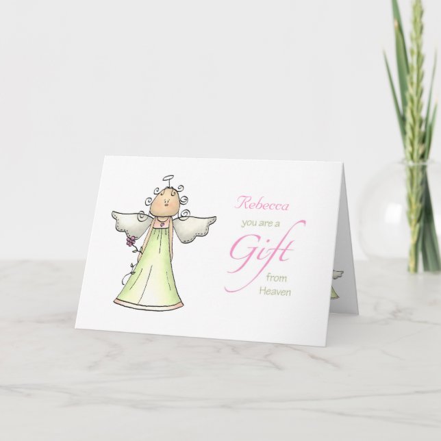 Carte Don du Ciel, Anniversaire de l'adoption Nom person (Devant)