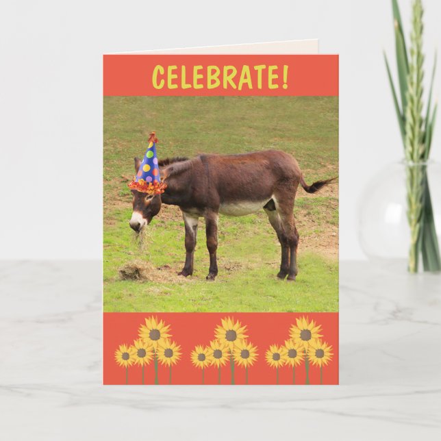 Carte Donkey fête un joyeux anniversaire (Devant)