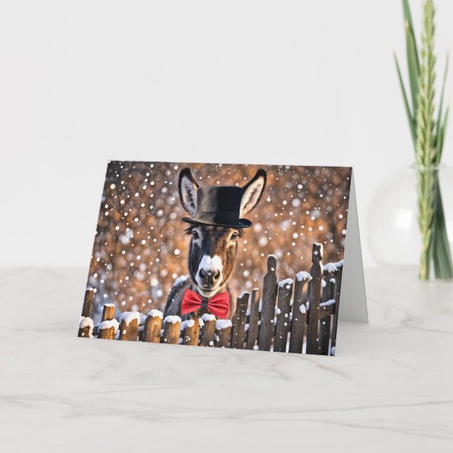 Carte Donkey Seasons Greetings Christmas Holiday  (Devant)