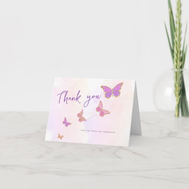 Carte Donne-moi des papillons Fête des mariées Merci (Devant)