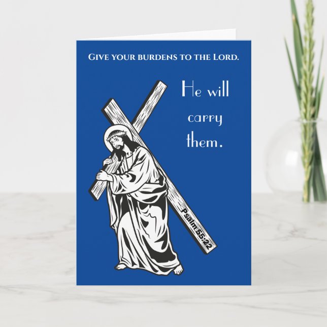 Carte Donnez vos fardeaux au Seigneur Bible Verse (Devant)