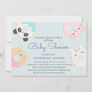 Carte donuts animaux mignon baby shower virtuel invitati