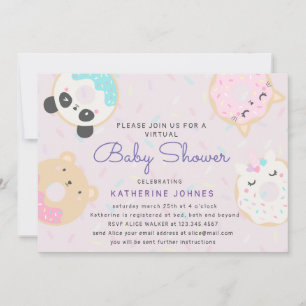 Carte donuts animaux mignon baby shower virtuel invitati