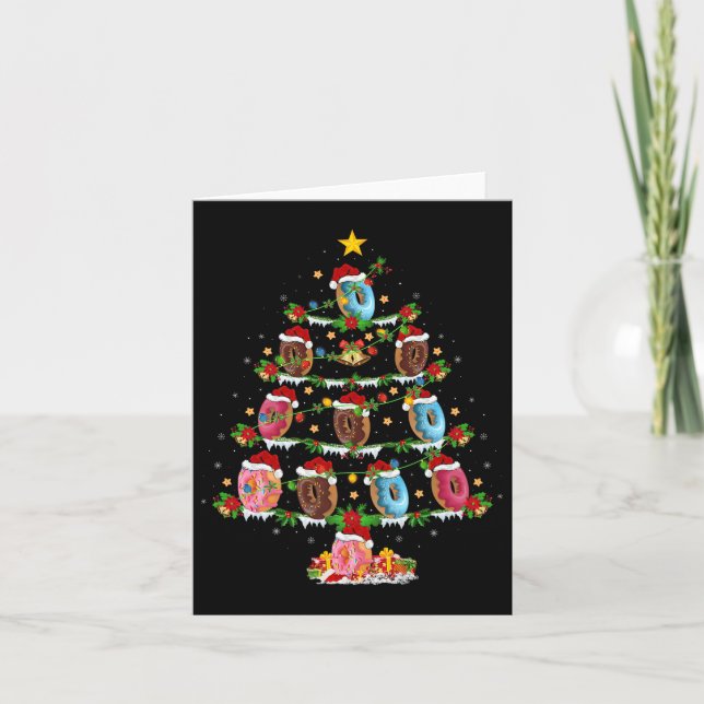 Carte Donuts Christmas Tree Lights Funny Fast Food Donut (Devant)