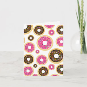 Carte Donuts saupoudrés rose et marron Fête d'anniversai