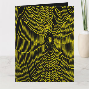 Carte Doodle Artistique Halloween Spider Cobweb En Jaune
