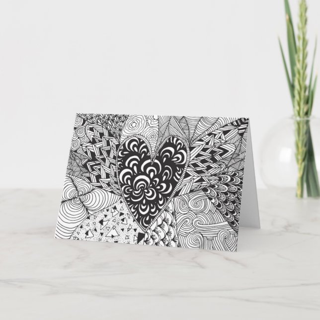 Carte Doodle cardiaque inspiré (Devant)