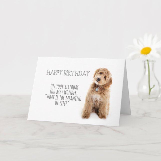 Carte Doodle Chien Anniversaire (Petite plante)