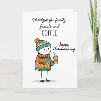 Carte Doodle reconnaissant avec du café - Joyeux Thanksg