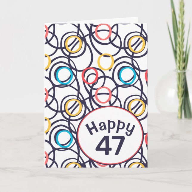 Carte Doodles funky pour 47e anniversaire (Devant)
