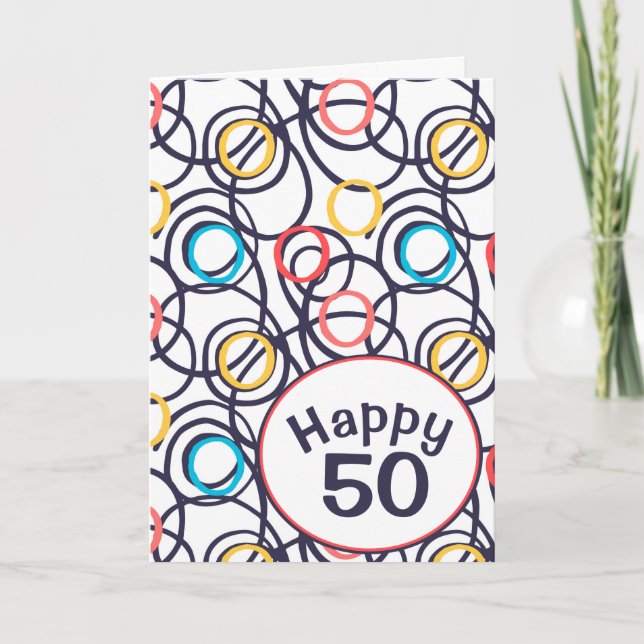 Carte Doodles funky pour 50e anniversaire (Devant)
