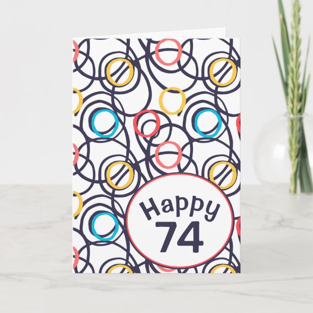 Carte Doodles funky pour 74e anniversaire (Devant)