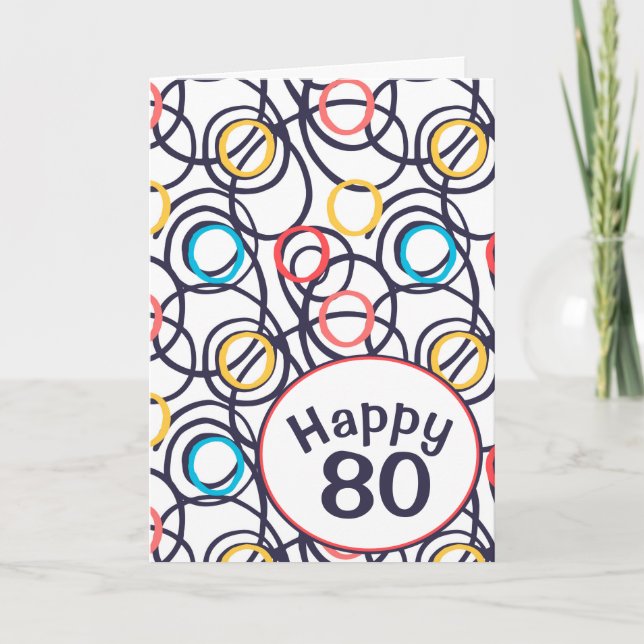 Carte Doodles funky pour 80e anniversaire (Devant)