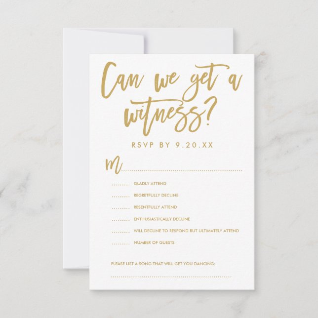 Carte d'options de mariage RSVP avec lettres à la  (Devant)