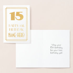 Carte Dorée 15e anniversaire : Art Déco Inspiré Look "15" & No