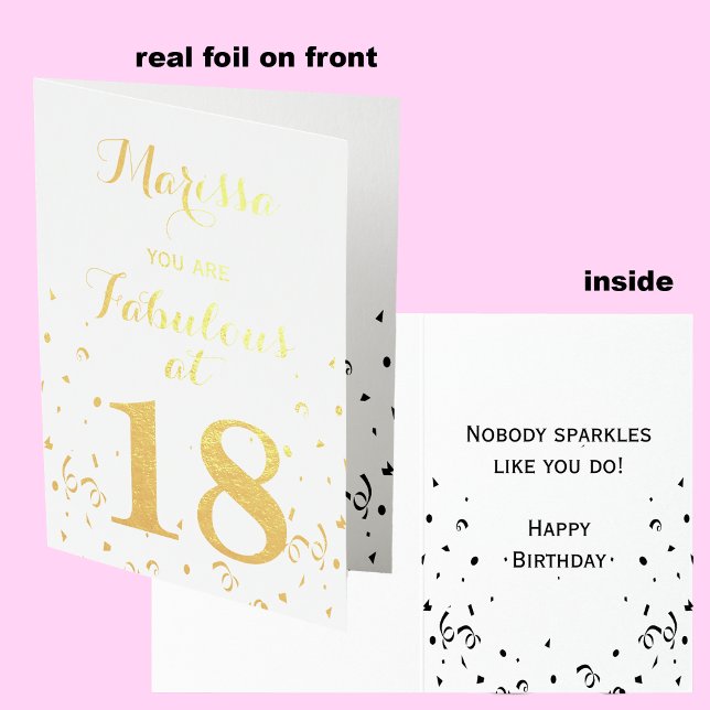 Carte Dorée 18e anniversaire Gold Foil Vous êtes fabuleux à 18 (Créateur téléchargé)