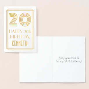 Carte Dorée 20e anniversaire - Art Déco Inspiré Look "20" & No