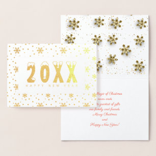 Carte Dorée 20XX Joyeux Noël et Bonne Année! Neige XMAS