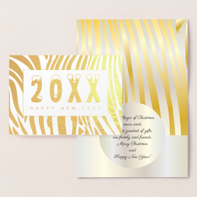 Carte Dorée 20XX Joyeux Noël et Bonne Année! XMAS Zebra (Affichage)