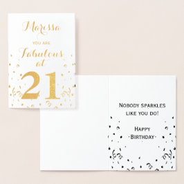 Carte Dorée 21e anniversaire Gold Foil Vous êtes fabuleux à 21